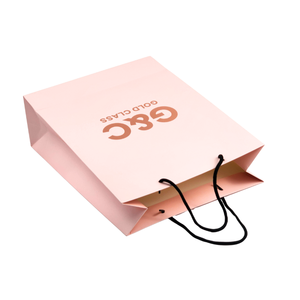 Benutzer definierte Marke Logo Luxus Hot Foil Stamp ing Goldenes Logo Rosa Geschenk Papiertüte Bolasas <span class=keywords><strong>de</strong></span> Papel Einkaufstasche mit Griff - Product Image 3
