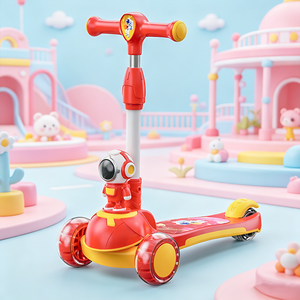 Patinete Infantil con Marco Metálico de 3 Ruedas, Antideslizante, con Amortiguación, Diseño de Cabeza de Dibujos Animados, Música y Luces, para Niños de 3 a 6 Años, para Exteriores - Product Image 3