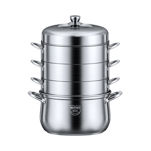 Vaporera de 4 niveles de acero inoxidable 304 para cocinas de inducción y de gas, de gran capacidad para panecillos al vapor y alimentos. - Product Image 4