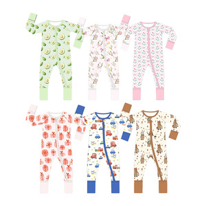 Pyjamas en viscose de bambou personnalisés en gros, barboteuses bébé en bambou bio à double fermeture éclair, vêtements de nuit pour bébés et jeunes enfants en bambou - Product Image 1