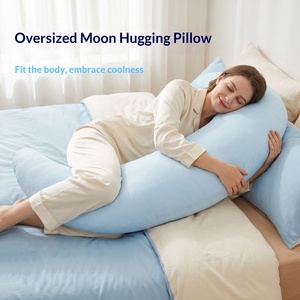Oreiller de sommeil latéral en soie glacée, forme croissant de lune, <span class=keywords><strong>pour</strong></span> l'été, avec rembourrage en coton, amovible, lavable et personnalisable - Product Image 5