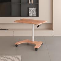 Table d'ordinateur portable réglable en hauteur pneumatique renforcée OMNI, avec construction en bois et alliage d'aluminium, pour usage commercial et bureautique