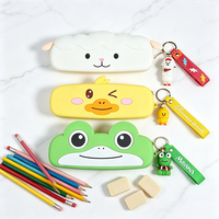 Étui à crayons mignon et moderne en silicone écologique à motifs d'animaux pour enfants et étudiants, pochette à crayons portable, mini sac de rangement pour fournitures scolaires