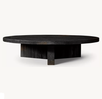Table basse ronde en chêne RH, mobilier minimaliste en bois massif pour salon, villa et hôtel, décorative, durable et écologique