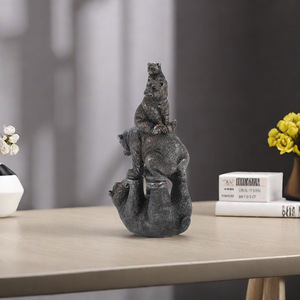 Witt caliente jardín al aire libre colgante familia de <span class=keywords><strong>cuatro</strong></span> osos negros artesanías de resina - Product Image 2