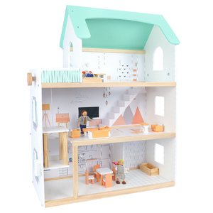 LVOU 2-3 étages maisons de poupées en bois, 2024 maisons de poupées en bois plus <span class=keywords><strong>grand</strong></span> rose Big Wood Doll House Toys For GirlsToy Figure Statues - Product Image 1