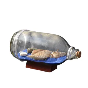 Nautical Shell in bottle Glass floats bottle ship 19cm length nautical decoration Bottle Shell