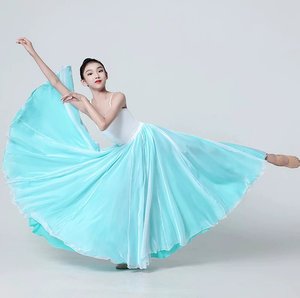 Nouvelle jupe de danse folklorique chinoise pour enfants 2026, jupe longue fluide à 360/540/720 degrés pour filles, idéale pour les costumes de danse orientale, les récitals et la scène - Product Image 6
