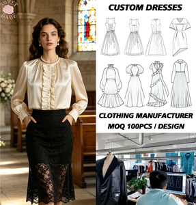 Blusa de Satén para Mujer SWEET BABE con Volantes, Manga Larga, Cuello Camisero, Color Sólido Elegante, Corte Regular, para Todas las Temporadas - Product Image 1