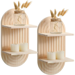 Wooden Oval <b>Wall</b> <b>Mounted</b> <b>Shelf</b> 2 Tier Decorative Storage For Home Office Display - Product Image 1