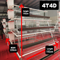 Jaula para pollos de tipo A con niveles escalonados, de alambre de zinc, aluminio y magnesio, gallinero de capacidad personalizada para granjas avícolas en África