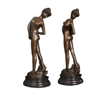 ArtsHom DS-254 Sexy Western Young Woman Statue Bronze Antique Female Maiden Sculpture Figurine Modern Art for Decoration