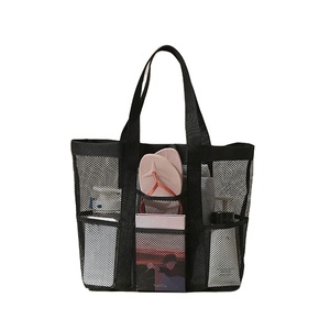 High Quality Custom Design Logo Reusable Nylon <b>Wire</b> Market Shopper Net Shopping Tote Mesh Beach Bag - Product Image 1
