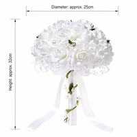 Bouquet de mariée en mousse PE décoré de perles, ruban long en satin, fleur artificielle pour cérémonie, bouquet de mariage