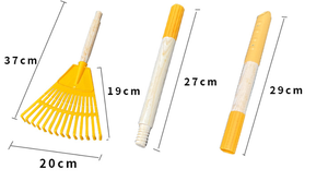 Râteau pour enfants réglable à 9 dents, jaune, outil de jardinage manuel avec manche en bois de qualité industrielle - Product Image 3