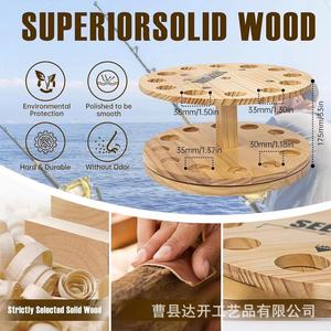 Wooden Fishing Rod Rack 2 Tier 360 Degree <b>Rotation</b> Storage <b>Display</b> <b>Stand</b> for Outdoor Fishing Gear Organization - Product Image 2
