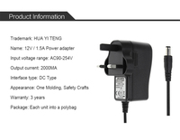 Adaptateur secteur multi-prises HYT DC AC 15V 1.5A 15W US EU JP CN KR avec garantie de 2 ans pour l'éclairage LED