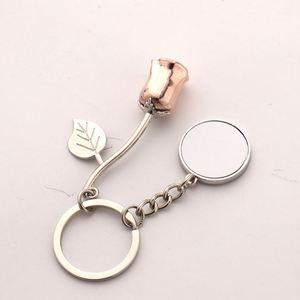 <b>Personalized</b> Gift Rose Gold <b>Keychain</b> Elegant Rose Shape Heat Transfer Key Hanger for Special Occasions - Product Image 4