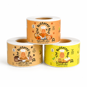 Custom Full Color Printing Waterproof Greaseproof Glossy Synthetic Paper Jar Bottle Nut Butter Jam Food Packaging Label