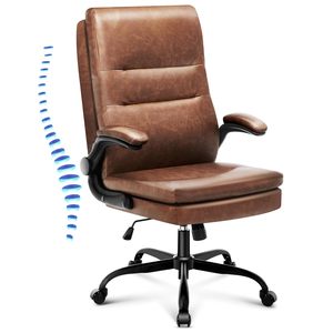 <span class=keywords><strong>Chaise</strong></span> de <span class=keywords><strong>bureau</strong></span> ergonomique en cuir <span class=keywords><strong>vintage</strong></span> marron, dossier haut, réglable, avec coussin à ressorts, accoudoirs rabattables, <span class=keywords><strong>chaise</strong></span> à bascule - Product Image 1