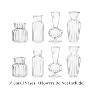 Nouveautés Décoration d'intérieur : Vase à fleurs en verre artistique rayé, couleur <span class=keywords><strong>ambre</strong></span>, avec fleur en verre brillante - Product Image 4