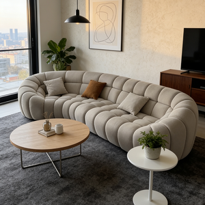 Ensemble de canapé gonflable en forme d'arc créatif, qualité supérieure, cadre durable, base en bois massif, couleur et texture personnalisées - Product Image 4