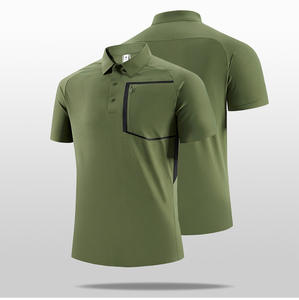 <span class=keywords><strong>Polo</strong></span> de manga corta de seda helada para hombre, Camiseta deportiva de negocios, camiseta de verano de secado rápido sin costuras, cuello de seda Vertical para correr - Product Image 2