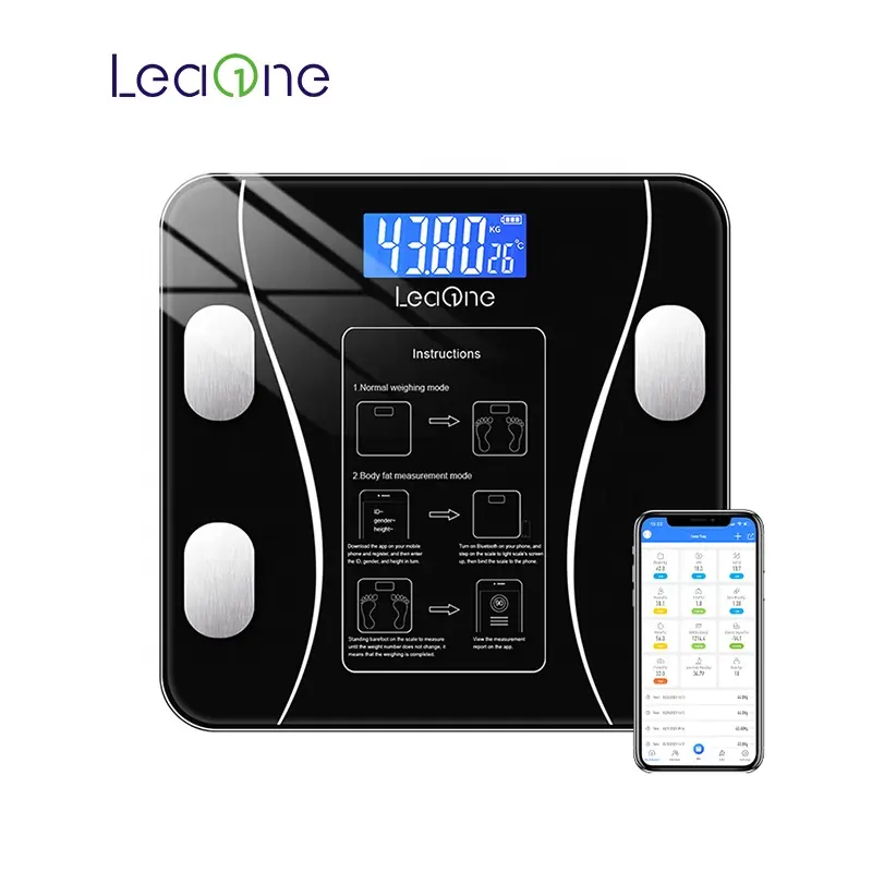 180kg LCD in vetro temperato per la salute della casa bluetooth personale elettronico fitness smart body fat bagno bilancia digitale
