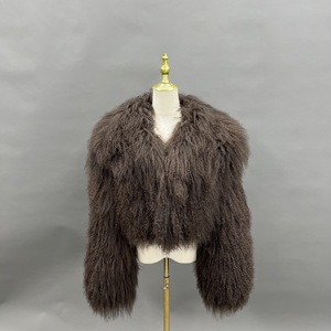 Janefur 2024 nouveau hiver chaud mongolie mouton col de <span class=keywords><strong>fourrure</strong></span> <span class=keywords><strong>veste</strong></span> femmes chaud <span class=keywords><strong>fourrure</strong></span> d'agneau coupe ample manteau court - Product Image 6