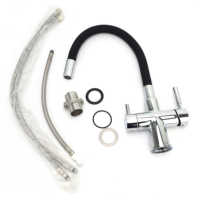 Robinet de cuisine russe chromé, rotatif à 360 degrés, 3 voies, mitigeur eau chaude et froide, douchette extractible, eau potable filtrée, à poser sur comptoir