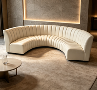 Ensemble modulaire incurvé en cuir à capitonnage vertical moderne, sectionnel en forme de U et demi-cercle, 6 places, durable, pour salon et hall d'hôtel
