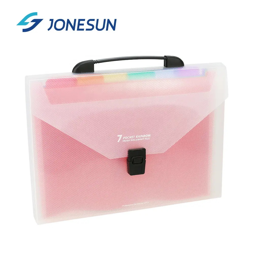 high quality A4 PP plastic 7 pocket portable expanding file folder organizer bag with handle in stock