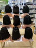 Perruques Bob en cheveux humains bruts, cuticules alignées, cheveux vietnamiens bruts, double trame frontale, sans colle, ultra-lisses, courtes, en dentelle, cheveux brésiliens