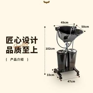 Portable Foldable <b>Shampoo</b> <b>Chair</b> with Basin - Black Plastic Hair Washing Station for Salon - Product Image 6