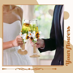 Hiện đại sang trọng mộc mạc đám cưới thiết lập hướng dương phong cách cho rượu sâm banh sáo bánh dao máy chủ nướng bánh Bộ đồ ăn làm bằng bền - Product Image 5