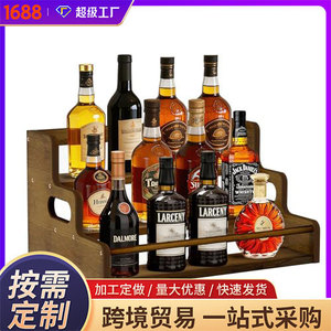 Cross-border tiered display rack, solid wood three-tiered <b>shelf</b>, wooden spice rack, iron and wood combination condiment storage - Product Image 5