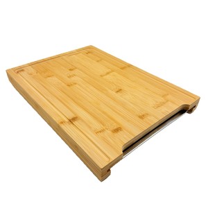 Planche à découper en bambou avec plateau en acier inoxydable, rectangulaire, multifonctionnelle pour la cuisine - Product Image 2