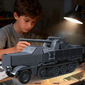 Kit de modèle à l'échelle 1/35, <span class=keywords><strong>WW2</strong></span>, 88 mm, Sd.Kfz.9, Famo Flak 37, véhicule allemand à demi-chenilles, porte-char blindé, ensemble de blocs de construction - Product Image 5