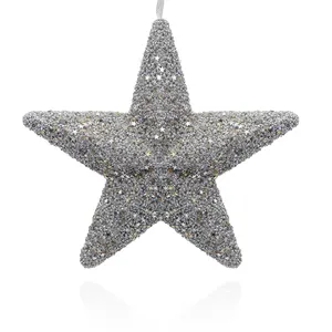 Christmas Decoration Silver glitter Hanging Star for Christmas Tree Modern Design For Home Decor Customized