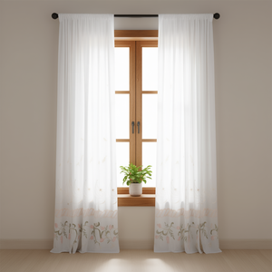Rideaux en organza 2,3 m de haut, broderie florale blanche, panneau pleine longueur, style élégant - Product Image 2