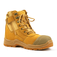 Bottes de travail montantes antidérapantes tricolores avec fermeture éclair, embout en acier, semelle extérieure en PU+caoutchouc, doublure en maille, unisexe, toutes saisons, pour usine et industrie