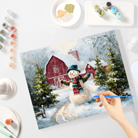 CHENISTORY Peinture par numéros de Noël, kits de dessin Bonhomme de neige par numéros, tableau mural moderne DIY