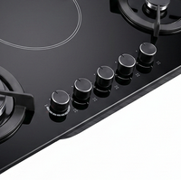 Table de cuisson encastrable quatre feux multi-électrodes gaz/électrique avec plaque en verre, système d'allumage électronique domestique, classe d'efficacité énergétique