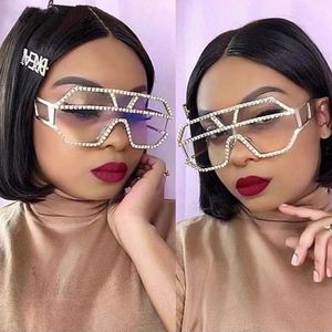 แว่นกันแดดแฟชั่นหรูหราประดับเพชรทรงโอเวอร์ไซส์สำหรับผู้หญิง ลดราคาสุดฮอตประจำปี 2020 - Product Image 4