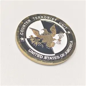 Hot Sale Metal Golden Plating Eagle Emblem Embossed Painted Letter Excellent Custom Challenge Coins For Souvenir