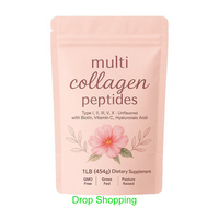 Dropshipping Complément multi-collagène Acide hyaluronique Vitamine C Avantages éclaircissants pour la peau Poudre de collagène multi