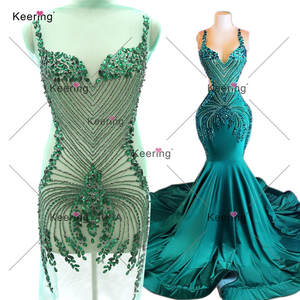 Keering largo Sexy hecho a mano claro cristal strass corpiño aplique Panel delantero y trasero para <span class=keywords><strong>vestido</strong></span> - Product Image 1