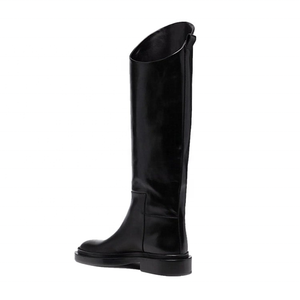 Winter Women Knight Boots <b>Round</b> <b>Toe</b> Flat <b>Heel</b> Shoes Slip-on Genuine Leather Boots 2021 - Product Image 2