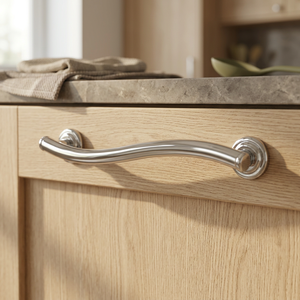 Poignée de tiroir de cuisine contemporaine en chrome poli, barre de maintien murale en acier inoxydable, quincaillerie de meuble moderne, design S - Product Image 1