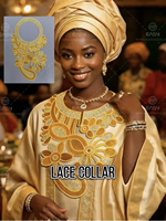 Col en dentelle brodée 3D florale africaine, appliques et patchs traditionnels pour Kaftan/Agbada, à thermocoller pour vêtements